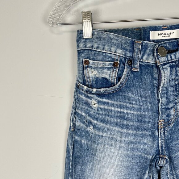 Moussy Vintage Womens Lenwood Mid-Rise Cropped Skinny Jeans Distressed size 23 - Picture 6 of 15